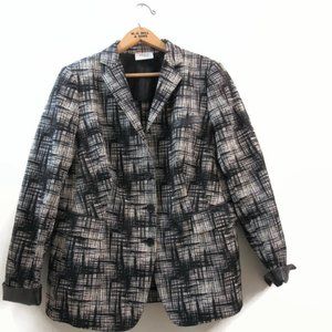 Akris Punto Cotton Blend Blazer Jacket with Faux Leather Trim